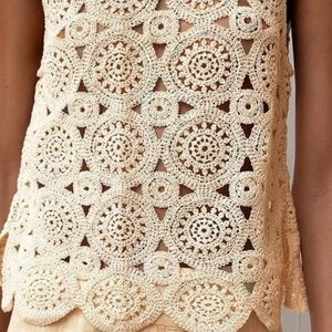 Zara Cream Crochet Top Sleeveless